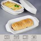 Small Au Gratin Baking Dish, Ceramic Casserole Dishes 9 x 6, Set of 4, 23 Oz with Handles, Pans Set for Oven Roasting for 1 or 2 person servings, Lasagna, Pie, Gratin, for Kitchen, Home