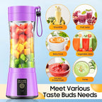 Portable Blender for Smoothies & Shakes - Cordless Personal Size Blender with 6 Blades, 380Ml Juice Cup, Lightweight & Rechargeable, Freshly Squeezed for Picnic/Sports/Office, Mother's Day