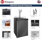 Kegco HBK309X-3 Keg Dispenser, 3 faucet without kegs Black Stainless Steel