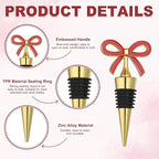 uxcell 2 Pcs Bow Wine Stopper, Reusable Wine Stoppers Airtight Leak-proof Bottle Plugs Liquor Saver Beer Beverage Glass Bottles Stopper for Bar Holiday Party Home Decor, Gold-Red