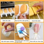 Juome Cake Pop Mold Kit, 8 Cavities Small Cakesicle Molds Silicone with 100 Wooden Sticks & 100 Packaging Bags with Ties, Cake Pop Maker Supplies Accessories, Baking Tools for Home Baking Desserts