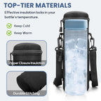 Crossbody Carrier Bag for Owala Water Bottle, Insulated Cup Holder Sleeve for Ninja Portable Blender with Adjustable Shoulder Handheld Strap & 2 Pockets, Travel Gym Camping Accessories for Men Women