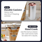 Elite Gourmet EIM916 Old Fashioned 6 Quart Vintage Wood Bucket Electric Ice Cream Maker Machine Appalachian, Bonus Classic Die-Cast Hand Crank for Churning, Uses Ice and Rock Salt
