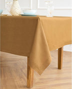 Solino Home Linen Tablecloth for Rectangle Tables 60 x 90 Inch - 100% Pure Linen Caramel Table Cloth - Fete, Machine Washable Cloth Tablecloth