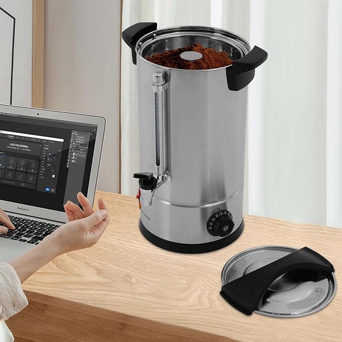 Coffee Urn, 50 Cup Coffee Percolator Commercial Coffee Maker, 8L Stainless Steel Coffee Maker Hot Water Beverage Dispenser Electric Coffee Urn For Catering, Wedding, Party