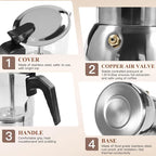 Moka Pot Stovetop Espresso Maker, Crystal Glass-Top & 304 Stainless Steel Italian Coffee Brewer, 300ml 6-Cup Espresso Pot for Home & Camping, Silver