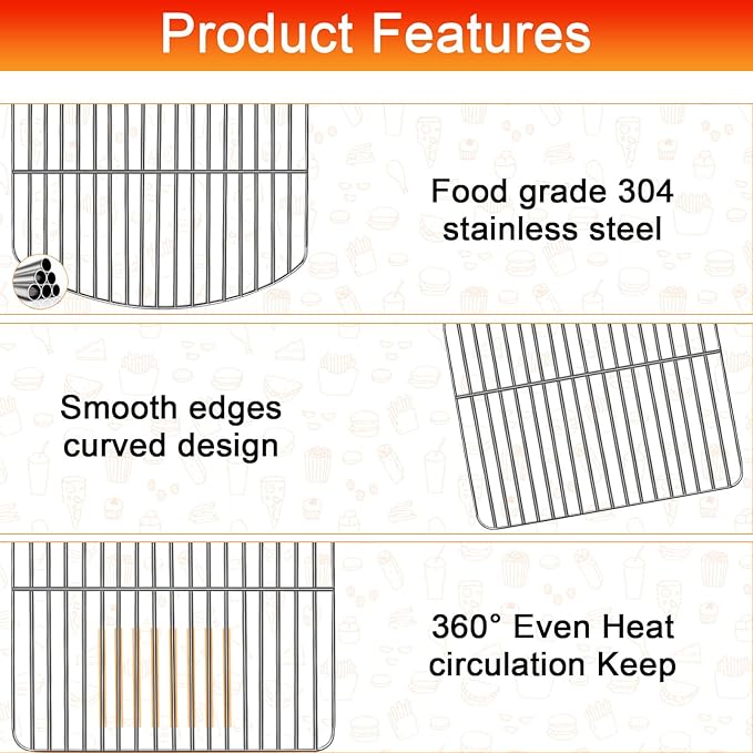 Countertop Toaster Oven Wire Rack for BLACK+DECKER Crisp 'N Bake Air Fryer Toaster Oven, 12.4×12.2 IN Stainless Steel Food Grade Toaster Oven Accessories Replacement Parts, Dishwasher Safe