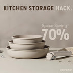 CAROTE 19pcs Pots and Pans Set Non Stick, Nonstick Cookware Set Detachable Handle, Induction Kitchen Cooking Sets with Removable Handle, RV Kitchen, Oven Safe, Taupe