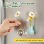Renmxj 8 Pcs Refrigerator Magnets - Cute Mini Ceramic Vase Fridge Magnets with Artificial Flowers, Funny Tiny Vase Magnet for Fridge Decorative, Office, Kitchen, Locker, Whiteboard