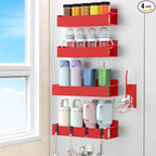 Magnetic Water Bottle Holder for Refrigerator, Cup Holder Organizer for Stanley and Tumbler for Kitchen, 4 Pack, Red