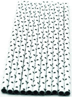 Pack of 150 Black Polka Dot Biodegradable 4-Ply Paper Drinking Straws (Compostable, Non-toxic, BPA-free)