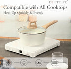 ESLITE LIFE Nonstick Sauce Pan with Lid, 2.5 QT Small Soup Pot Compatible with All Stovetops (Gas, Electric & Induction), PFOA Free, White