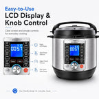 KINGBULL 14-in-1 Electric Pressure Cooker 8 Quart, Stainless Steel Multi Cooker with LCD Display and Knob Control, Slow Cooker, Rice Cooker, Steamer, Sauté, Yogurt Maker, Warmer, DIY Mode