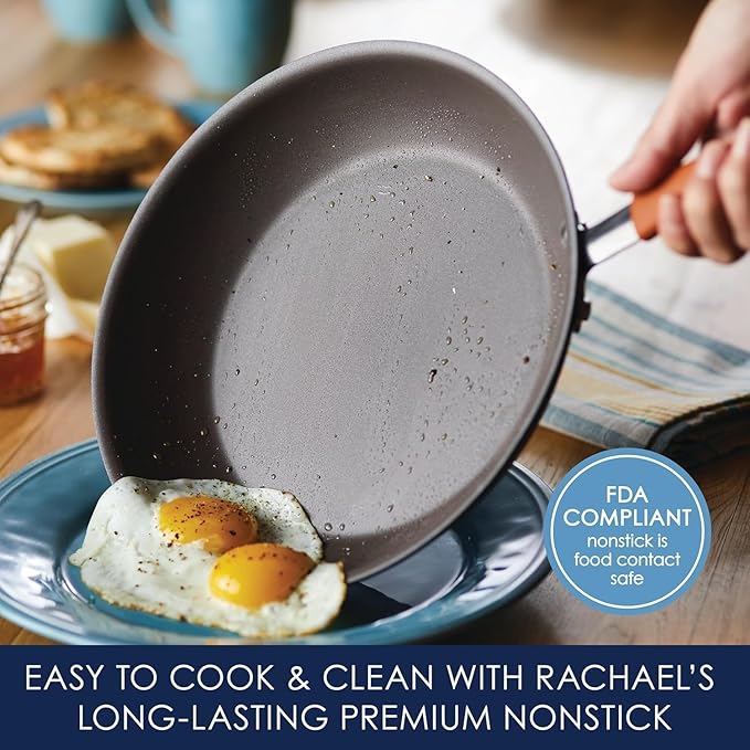 Rachael Ray Cucina Nonstick Cookware Pots and Pans Set, 12 Piece, Pumpkin Orange