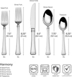 Mikasa Harmony 65-Piece 18/10 Stainless Steel Flatware Set, Service for 12, Polished Silverware with Serving Utensils, Dishwasher Safe (Pack of 2)