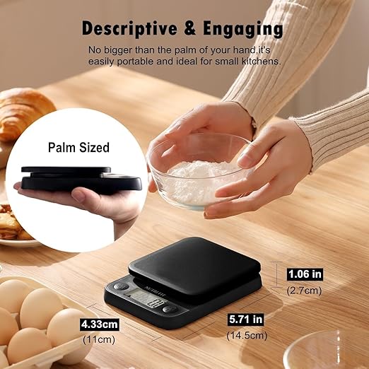 Food Scale Kitchen Scale Weight Grams and Ounces Small Digital Scale for Weight Loss Baking Cooking Coffee of NUTRI FIT, Max 11lb 0.5g Increment, LCD Smart Tare, Easy to Use for Travel