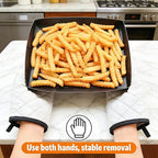 Professional-Grade 2-Pack PTFE Solid Oven Baskets, 13.5x14.5x1 Inch Non-Stick Solid Oven Trays for Commercial Kitchens & High-Volume Cooking