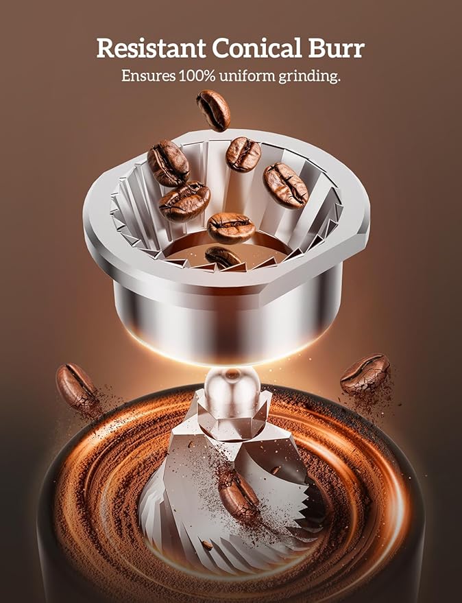 Neretva Espresso Grinder, 2 in 1 Professional Coffee Bean Grinder Stainless Steel Suit 51~58mm Portafilter Burr Coffee Grinder 30 Precise Setting&Anti-Static for Espresso/French Press/Drip/Moka-White