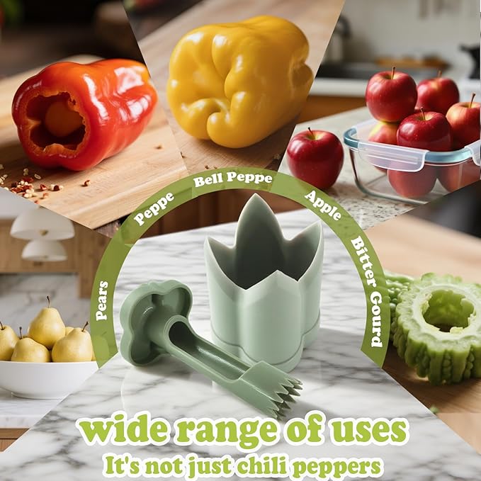 FANTEXY 2-in-1 Pepper Corer Set - Jalapeno Chili Seed Remover and Bell Pepper Corer Quickly Cutter Deseeding Tool,for Vegetables and Fruit,Kitchen and Camping Gadget