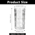 Crystal Highball Glasses Set Of 6-14 Ounce Clear Tom Collins Glasses - Textured Designer Glassware For Whiskey,Drinks, Water, Beer, Soda