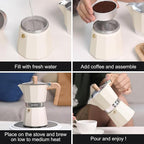 Sivaphe Aluminum Moka Pot 9 Espresso Cups, Percolator Espresso and Coffee Maker, Portable Stovetop Italian and Cuban Café Brewer for Home and Camping White