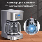 Taylor Swoden 12-Cup Programmable Coffee Maker, Regular & Strong Brew Drip Coffee Machine for Home and Office, Glass Carafe, Pause & Serve, Auto Shut Off, Gray & Stainless Steel