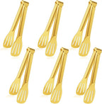 JCREN Serving Tongs 6 Pack Stainless Steel Buffet Tongs Kitchen Tongs, Small Tongs Gold Tongs Serving Utensils for Party Catering, Gold,7 Inch