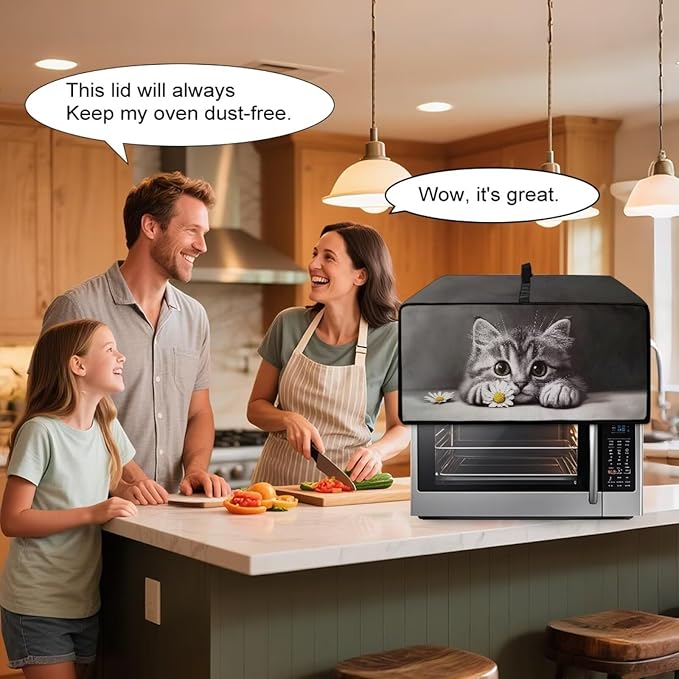 Kitten Daisy Print Toaster Oven Stain-resistant Cover for Kitchen Counter Decor, Heavy Duty Heat-resistant Microwave Oven Cover, Washable (Large-18.5 * 22.5 * 12.99 inches)