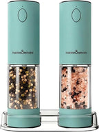 ThermoMaven Electric Salt and Pepper Grinder Set, 110ml Larger Rechargeable Automatic Salt and Pepper Mill Grinder with 6 Adjustable Coarseness, Electric Salt and Pepper Shakers, LED, Mint Green