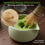 Matcha Whisk Set, 15PCS Ceramic Matcha Bowl Kit, Includes Bamboo Whisk & Holder, Glass Measuring Cup, Caddy, Sifter, Scoop, Tea Towel, Tea Mat, Making Sets for Lovers, Green