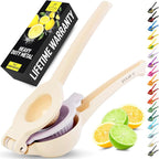 Zulay Kitchen Metal 2-in-1 Lemon Squeezer - Sturdy Max Extraction Hand Juicer Lemon Squeezer Gets Every Last Drop - Easy to Clean Manual Citrus Juicer Easy-Use Lemon Juicer Squeezer - Cream/Lavender