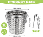 3 Pack Ice Buckets with Handles and Tongs, 3L Metal Beverage Tubs for Ice and Drinks, Wine and Champagne Chiller Buckets for Bar, Party, BBQ, Indoor Outdoor Use