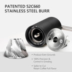 TIMEMORE C3S Pro Manual Coffee Grinder with Stainless Steel Conical Burr, All-Metal Body, Adjustable Setting for Espresso/Pour Over/French Press, Capacity 25g, Compact Foldable Hand Grinder, Black