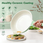 SENSARTE Nonstick Ceramic Frying Pan 9.5-Inch, Healthy Non Toxic Skillet, Induction Compatible Omelet Pan with Heat Resistant Handle, PFAS-Free, Mint Green