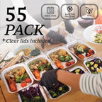 (55 Pack) 1 Lb Aluminum Pans with Lids, Disposable Baking Foil Containers, Takeout Food Storage, Freezer - Mini Foil Pans with Clear Lids for Restaurants & Catering - Size 5.5x4.5x1.9 Spare Essentials