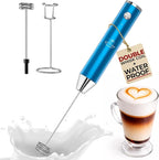 Zulay Kitchen Rechargeable Milk Frother Handheld Lux - Powerful 2-Speed Motor, Waterproof, 2000mAh Battery - Drink Mixer for Latte, Cappuccino, Matcha & Protein Powder - Metallic Blue