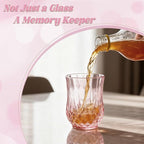 24 Pack Plastic Stemless Wine Glasses,12oz Unbreakable Vintage Elegant Drinking Glass Set,Reusable Fancy Cocktail Cups for Party, Wedding, and Bulk Events (24, 12oz-Pink)