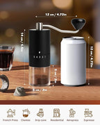 Manual Coffee Grinder With Ceramics Burr For Espresso,French Press,5 Adjustable Settings,Hand Maker with Built-In Burr,For Home Use and Camping Travel,Coffee Bean Grinders With Hand Crank (Black)