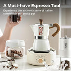 Bincoo Espresso Maker Stovetop, Moka Pot 3 Cups, Espresso Pot Classic Italian Coffee Maker,Single Safety Valve (White, 3 Cup)