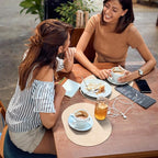 ADRIMER Placemats, Heat Resistant Oval Placemats Set of 4 Washable 12 x 17 Inch, Waterproof Table Mats, Wipeable Pu Place Mats for Kitchen, Dining Room, Beige