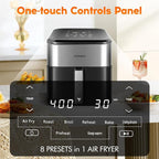 6.2 Qt 1500W Large-Capacity Air Fryer with Non-Stick Basket, 8-in-1 Multi-Function Air Fryer with Preset, Cooker for Healthy and Low-Oil Meals, Convenient Operation