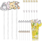 24 Pcs Winnie Bear Theme Acrylic Stirring Sticks for Coffee, Cocktail, Drinks Stirrers for Baby Shower, Christmas Party Decor