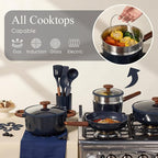 CAROTE 21pcs Cookware Set Nonstick Pots and Pans Set, Ceramic Cookware Set Induction Cookware, Non toxic Healthy Non Stick Kitchen Cooking Set, PFAS PTFE Free, Blue