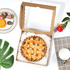 Brown Bakery Boxes with Window (6pcs, 9x9x2.5 Inch) for Christmas: Ideal for Pie, Cookies, Chocolate Covered Strawberries, Breakable Heart & Charcuterie