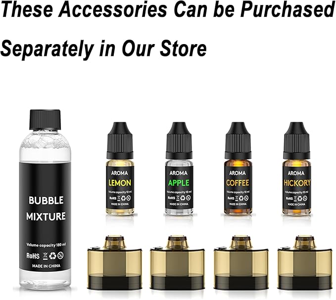 Cocktail Bubble Smoke Gun Accessories, 10 ml, Includes 4 Contains, 4 Aromatic Flavor Oils, Lemon Flavor
