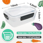 YORY 5 cup Plastic Food Storage Containers with Lids Nestable Freezer Dishwasher Safe Rectangle Meal Prep Container Set,5-Pack