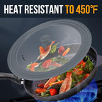Walfos Universal Lid for 13", 14" and 15" Diameter Cookware - Tempered Glass Pan Lid with Heat Resistant Silicone Rim, BPA Free Pot Lids, Fits Pots, Pans and Skillets, Dishwasher-Safe, Gray