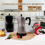 Aluminum Electric Moka Pot 5-6 Cup 270ml Express Coffee Maker Stovetop Espresso Portable Coffeemaker Italian Classic Brewing Greca Cafe Mocha with Removable Base and Overheating Protection Machine