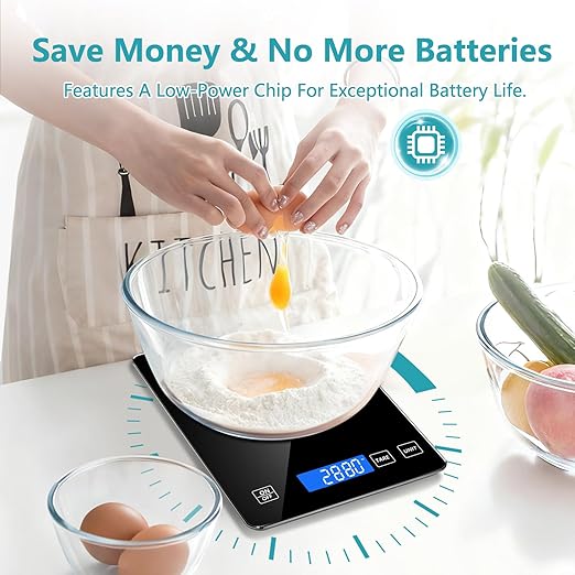 Food Kitchen Scale, Digital Food Scale 22lb/10kg Digital Kitchen Scale Precisely Measures Grams and Ounces for Meal Prep Baking and Cooking, 304 Stainless Steel Kitchen Scale LCD Display