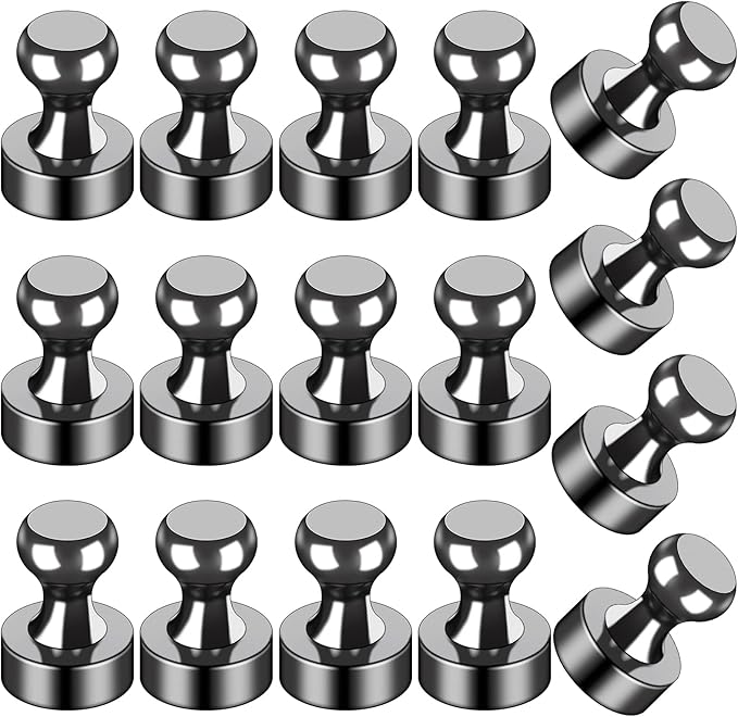 LOVIMAG Fridge Magnets 16Pcs Refrigerator Whiteboard Small Strong Magnet Classroom Kitchen Accessories Decorative Locker Set Decor Must Haves Office Calendar Refrigerador Magnetic Cute Crafts Black